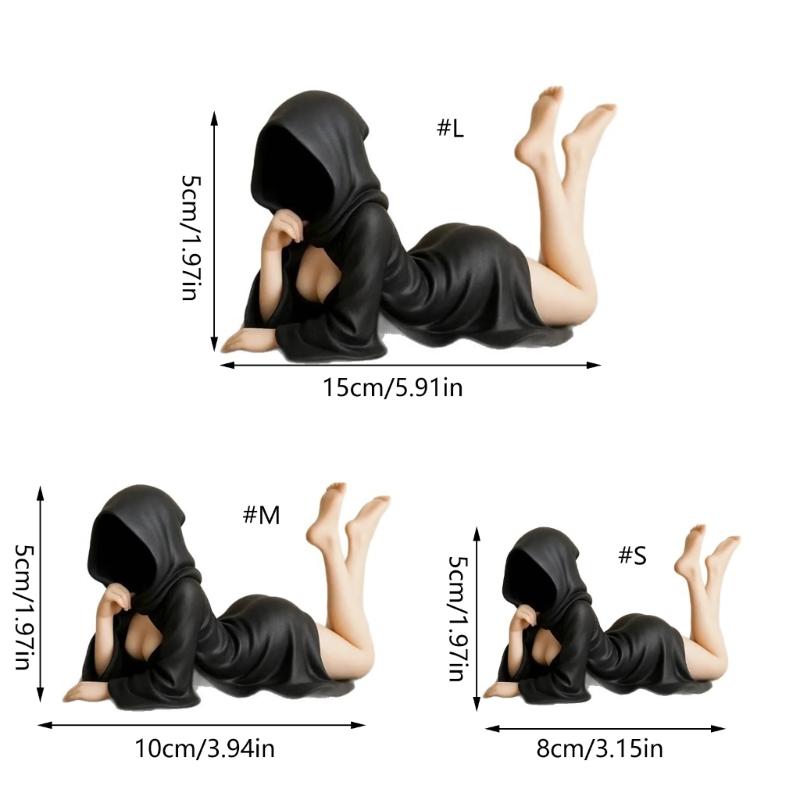 Masked Women Sculpture Desktop Ornament Mysterious Lady Statue for Desk Room Fireplaces Shelf Mantel Table Entryway