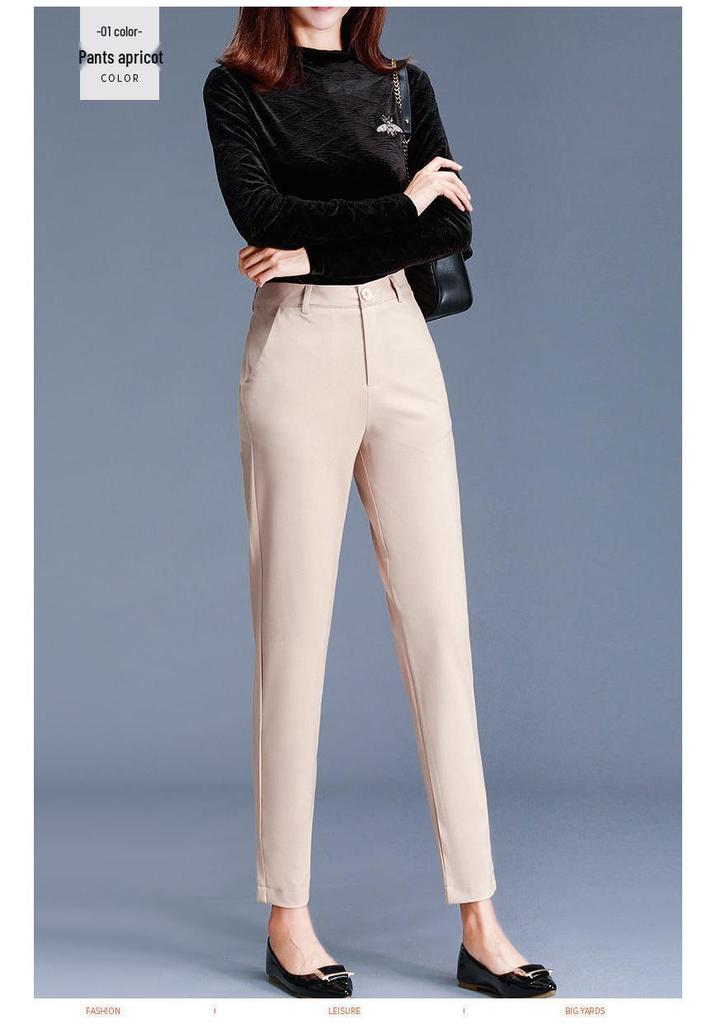 Petite Women's High-Waisted Split Hem Cropped Blazer Pants - Summer Thin Style, Casual Straight Leg