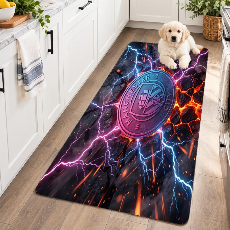 Flannel Kitchen Mat Manchester City Soft Area Rug Non Slip Floor Carpet Home Decoration