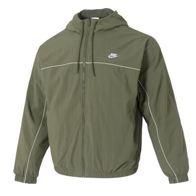 Club Men's Loose Fit Hooded Windbreaker Woven Jacket Lightweight Nylon Mesh Lining Embroidered Logo Medium Olive Sequoia HJ2013-222
