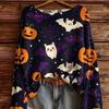 Women's New Halloween Pumpkin Bat Cat Pattern Top Halloween Christmas Atmosphere Daily Wear