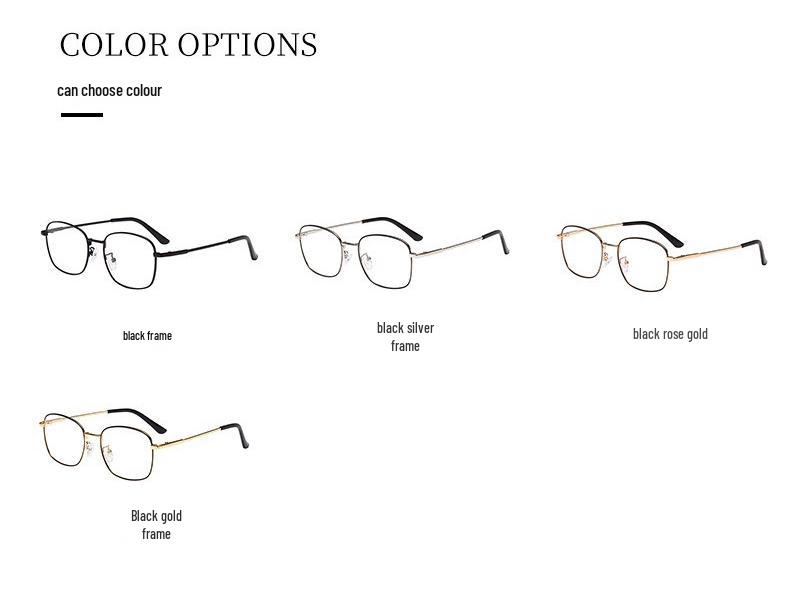2025 Ultralight Korean-Style Photochromic Metal Glasses, Anti-Blue Light, Unisex Retro Design with Large Frame.
