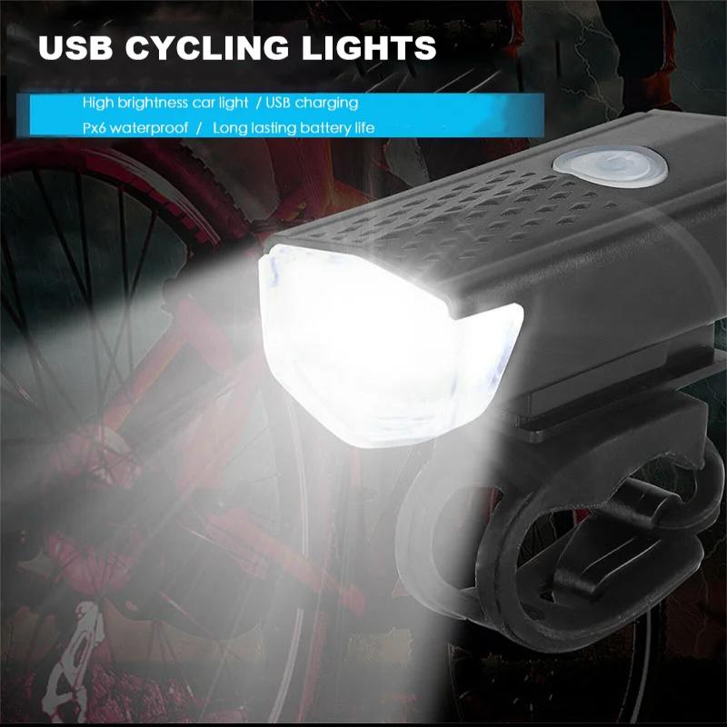 USB Rechargeable Bicycle Headlight and Taillight Waterproof for Enhanced Nighttime Safety