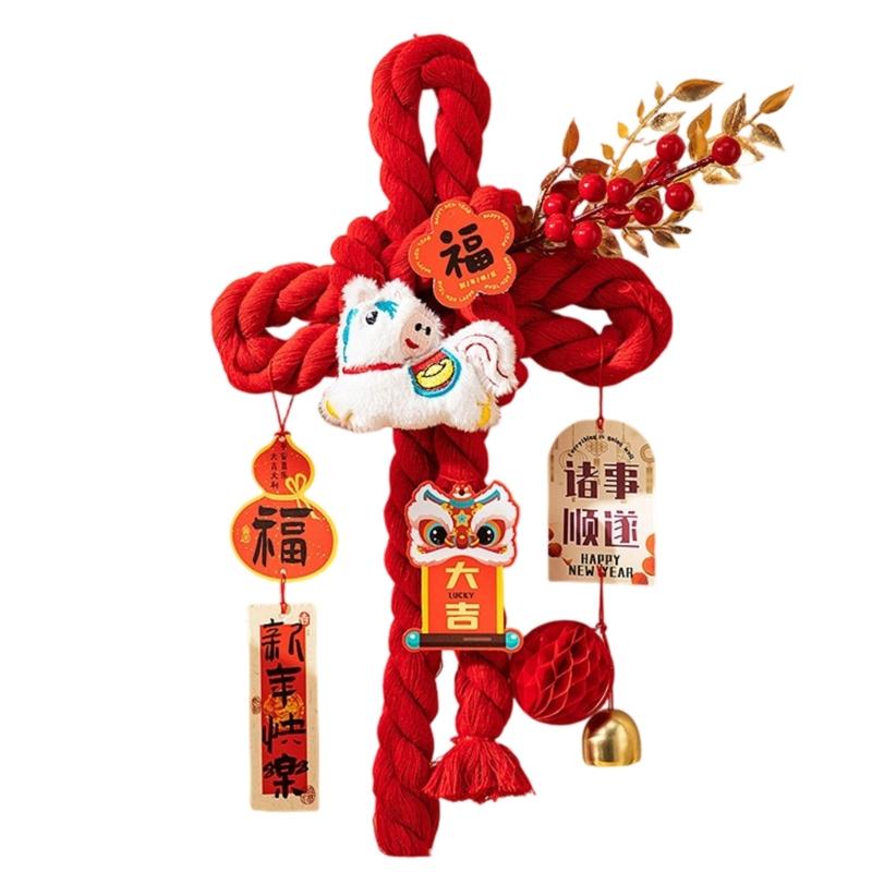 Handcrafted Cotton Thread Auspicious Knot Ornament New Year Pendant for Holiday Parties and Gifting