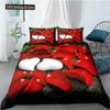 Rose Duvet Cover Collection Red And White Rose Bedding Collection For Lover Couple Polyester Comforter Cover ValentineS Day Gift King Size