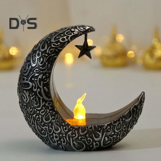 Mini Ramadan Moon Light Ramadan Decoration Soft Glow Battery Powered Eid Ramadan Candle Light Nightstand Decor
