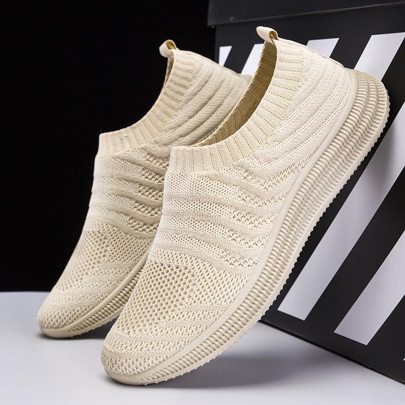 Spring Fly-woven Mesh Sneakers Men's New Breathable Walking Driving Casual Shoes Soft Sole Soft Surface Comfortable Men's Shoes