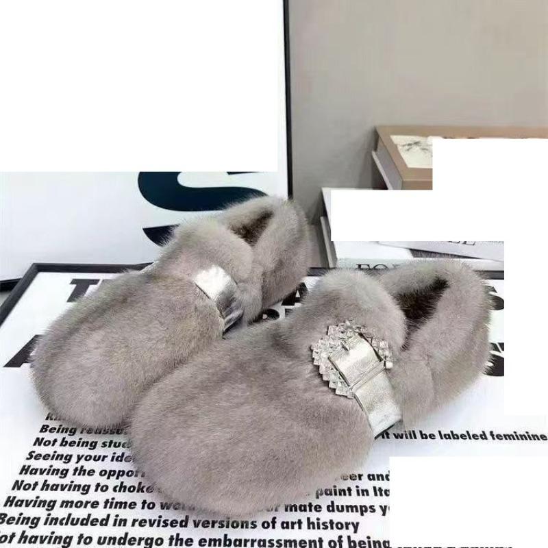 Winter Botines Women Fur Shoes Indoor Outdoor Warmth Anti-slip Comfort Thick Sole Casual Home Mary Janes Shoes Women Snow Boots