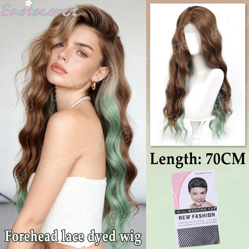 22 Zoll Seeblaue Farbe Synthetische Perücken Mittelscheitel Lang Natürlich Welliges Haar Perücke Für Frauen Cosplay Drag Queen Party Hitzebeständig