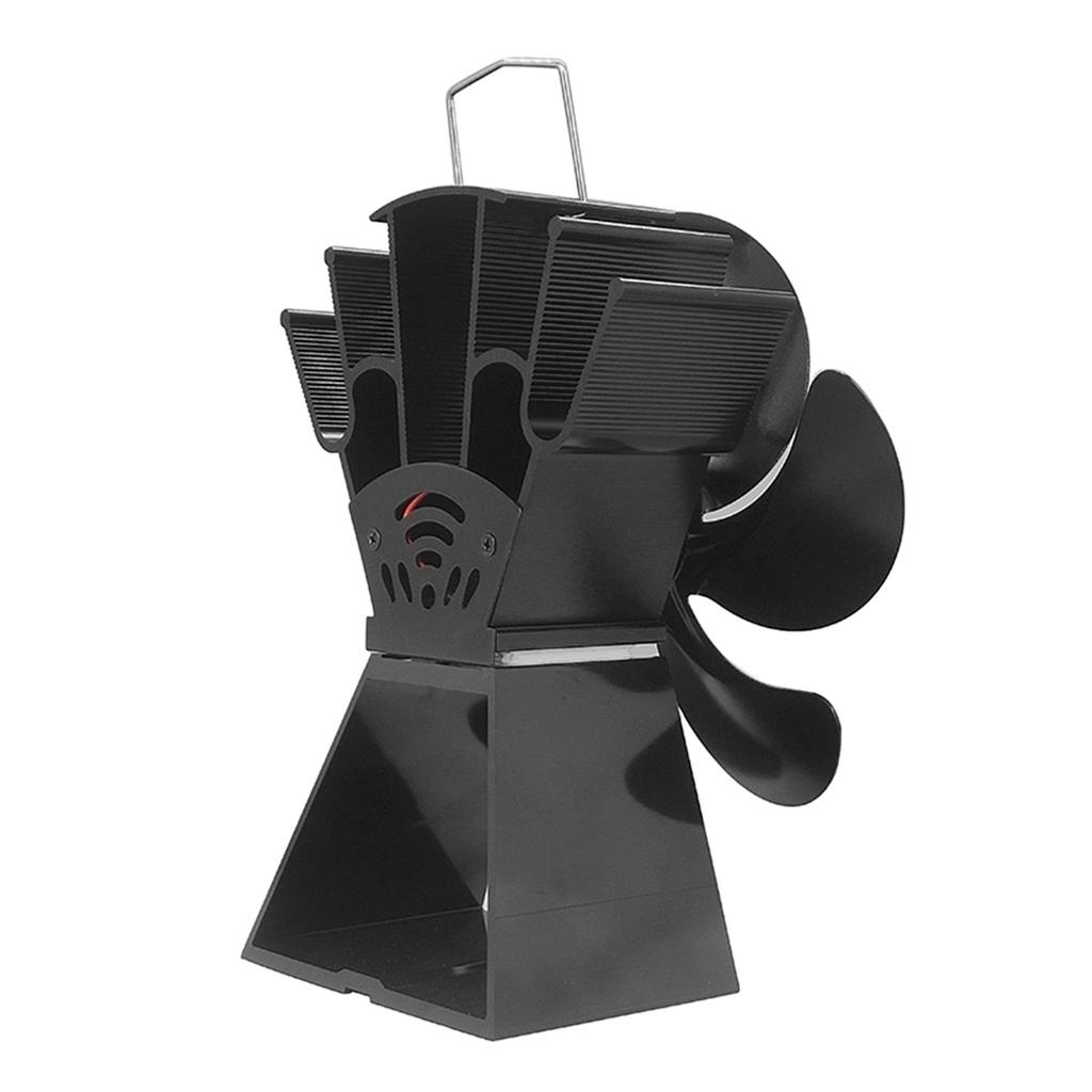 6 Blade Black Stove Fan Aluminum Alloy Silent Efficient Heat Distribution