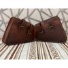 2 Pcs Leather Motorcycle Saddle Bags Saddlebag Bag For Sportster Brown Luggage