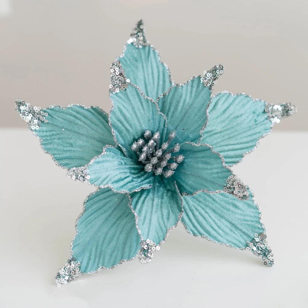 

Блискуча Різдвяна Квітка Різдвяна Прикраса на Ялинку Тканина+Пластик Прикраса Вечірка Практичний Садовий Ліхтар Яскравість зелений