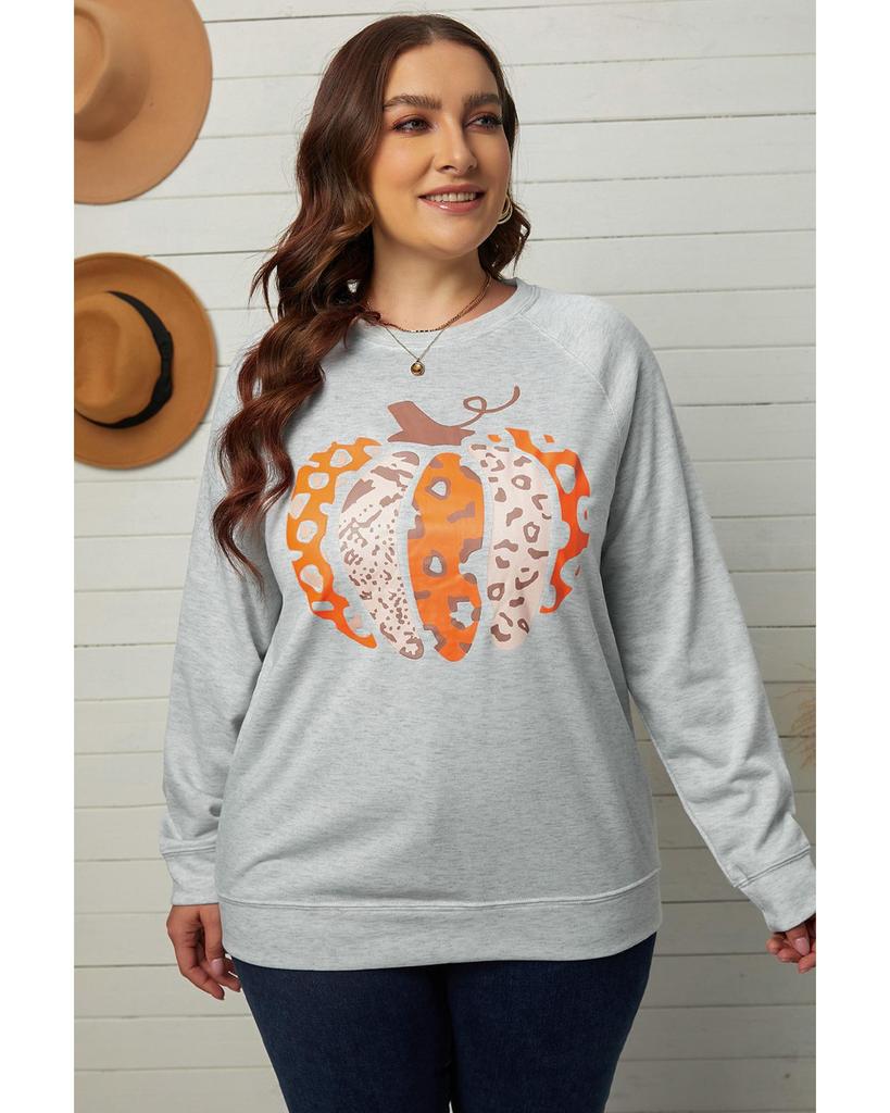 Azura Exchange Pumpkin Leopard Print Plus Size Sweatshirt