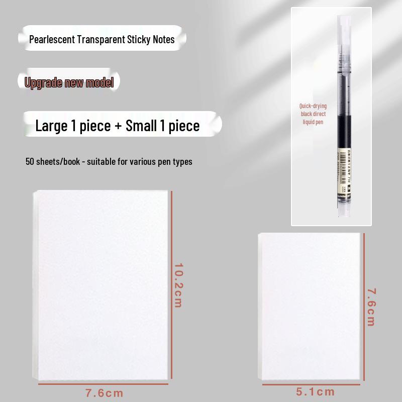 Waterproof Transparent Sticky Notes for Students - Quick-Drying Memo Pad for Exams & Note-Taking