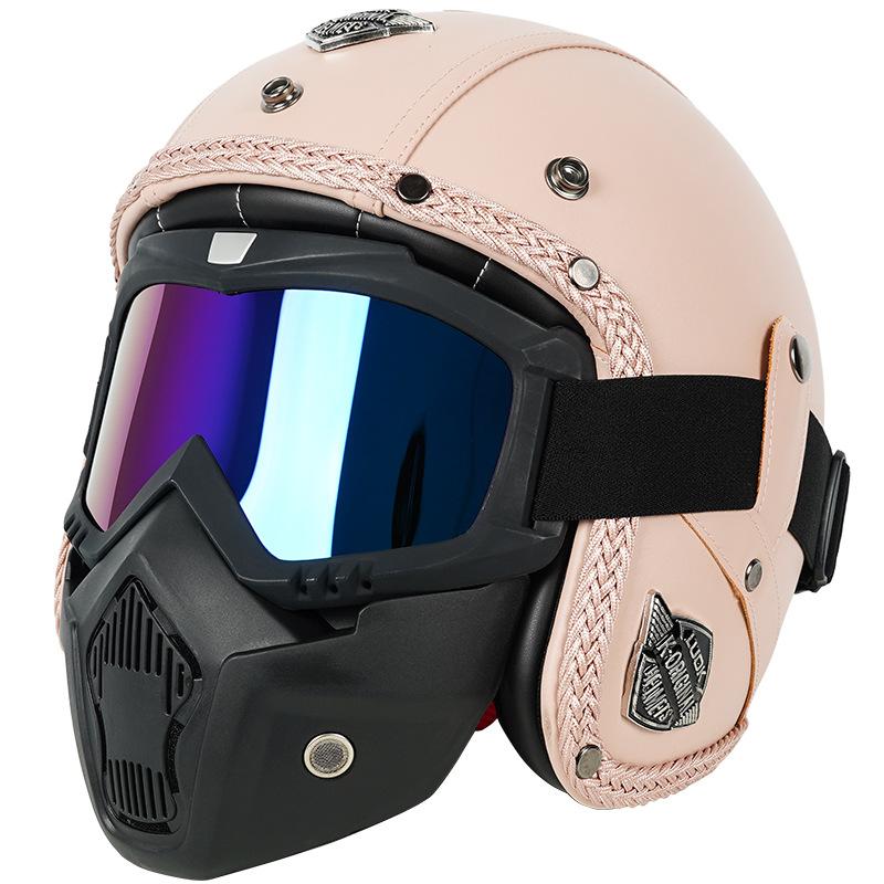 Retro Harley Helmet Crown Prince Cruising Motorcycle Helmet Men's And Women's Four Season Motorcycles Electric Bikes 3/4 Half Helmets Leather Helmets