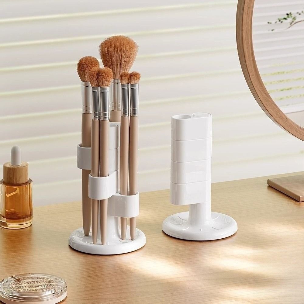 2Pcs 4 Holes Rotating Toothbrush Holder Funny Toothbrush Storage Rack Bathroom Storage