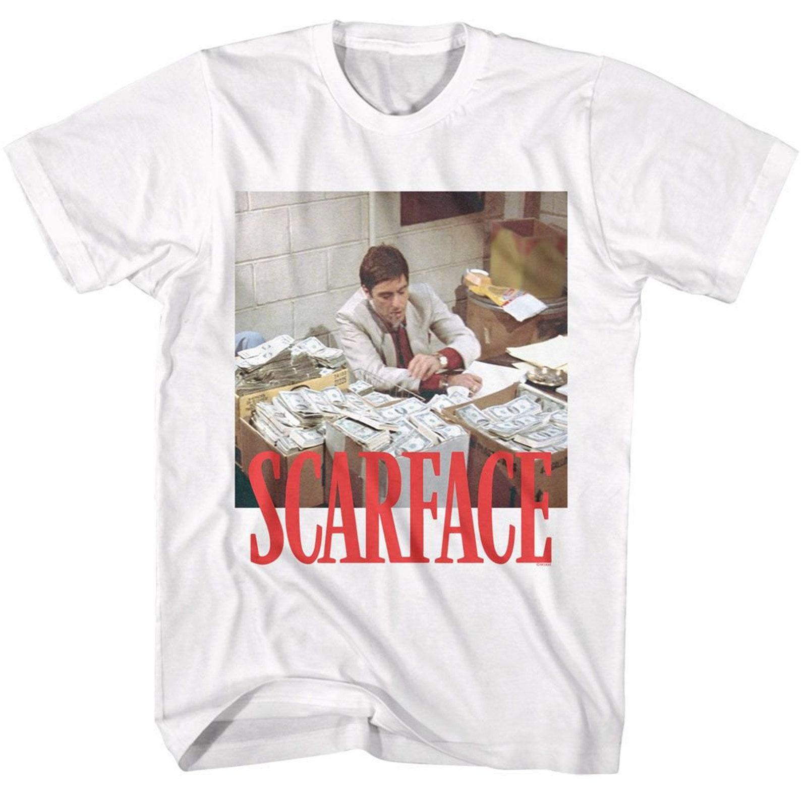 Scarface Money Stacks White Adult T-Shirt M
