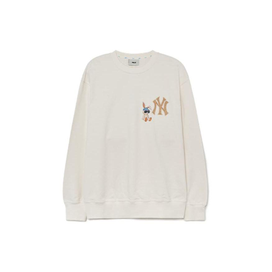 MLB New York Yankees Cartoon Rabbit Print Loose Crewneck Long Sleeve Sweatshirt Unisex sweatshirt Cream 3AMTQ0131-50CRS