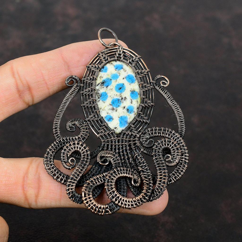 K2 Jasper Gemstone Pendant Copper Wire Wrapped Pendant Handmade Pendant Wonderful Copper Jewelry Octopus Pendant K2 Jasper Jewelry For Gift