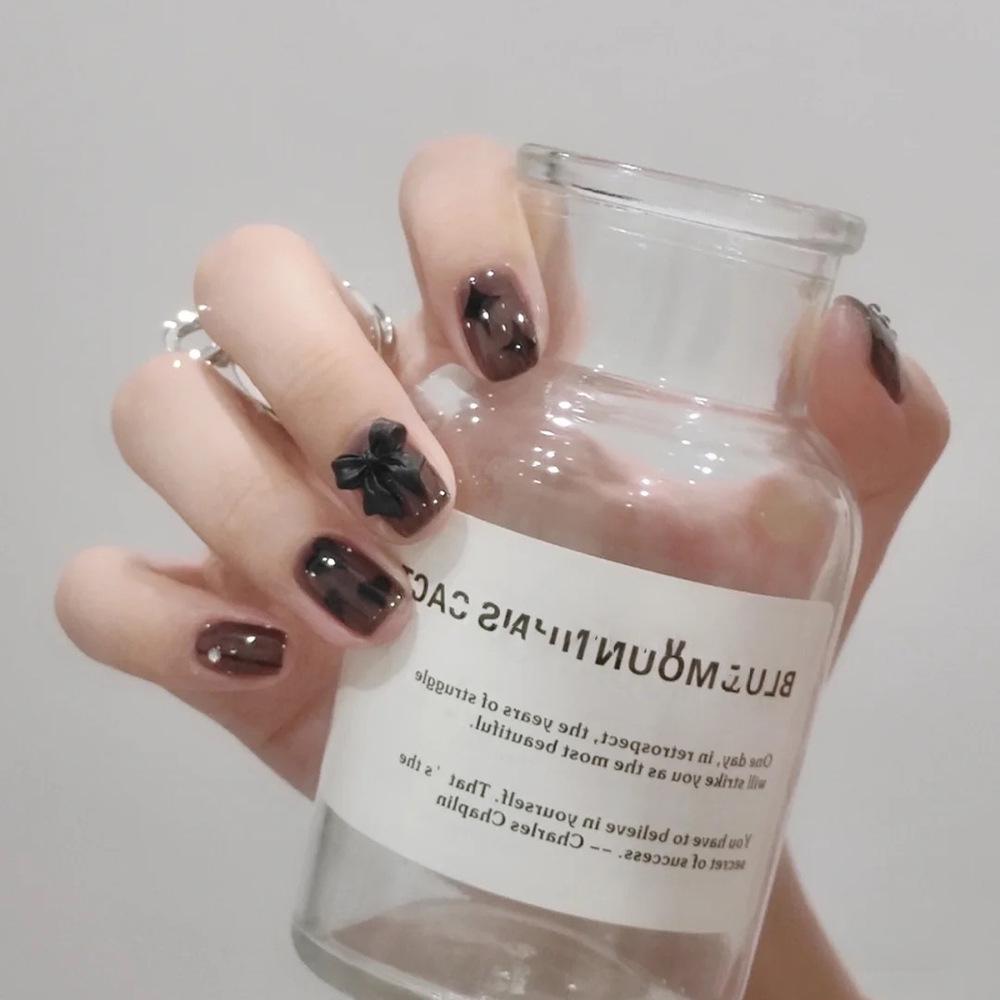 Ice Clear Heart Bow Star Rhinestone Wearable Nail Stickers - Detachable False Nails