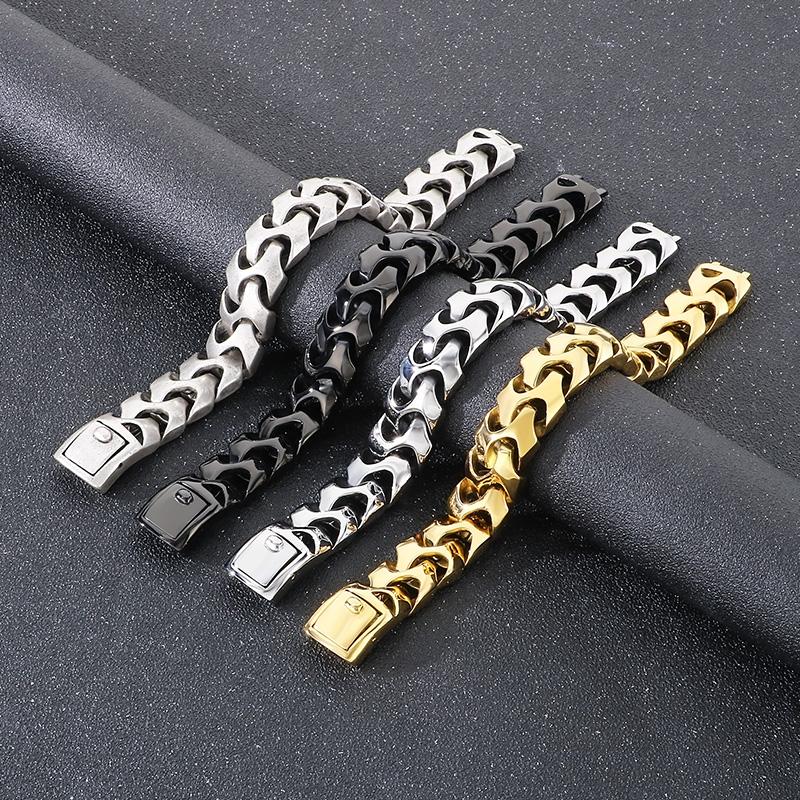 High Polished Arrow Shaped Bracelets Men Black/Gold Color Stainless Steel Bike Chain Bilezik Boho Male Jewelry Accessories