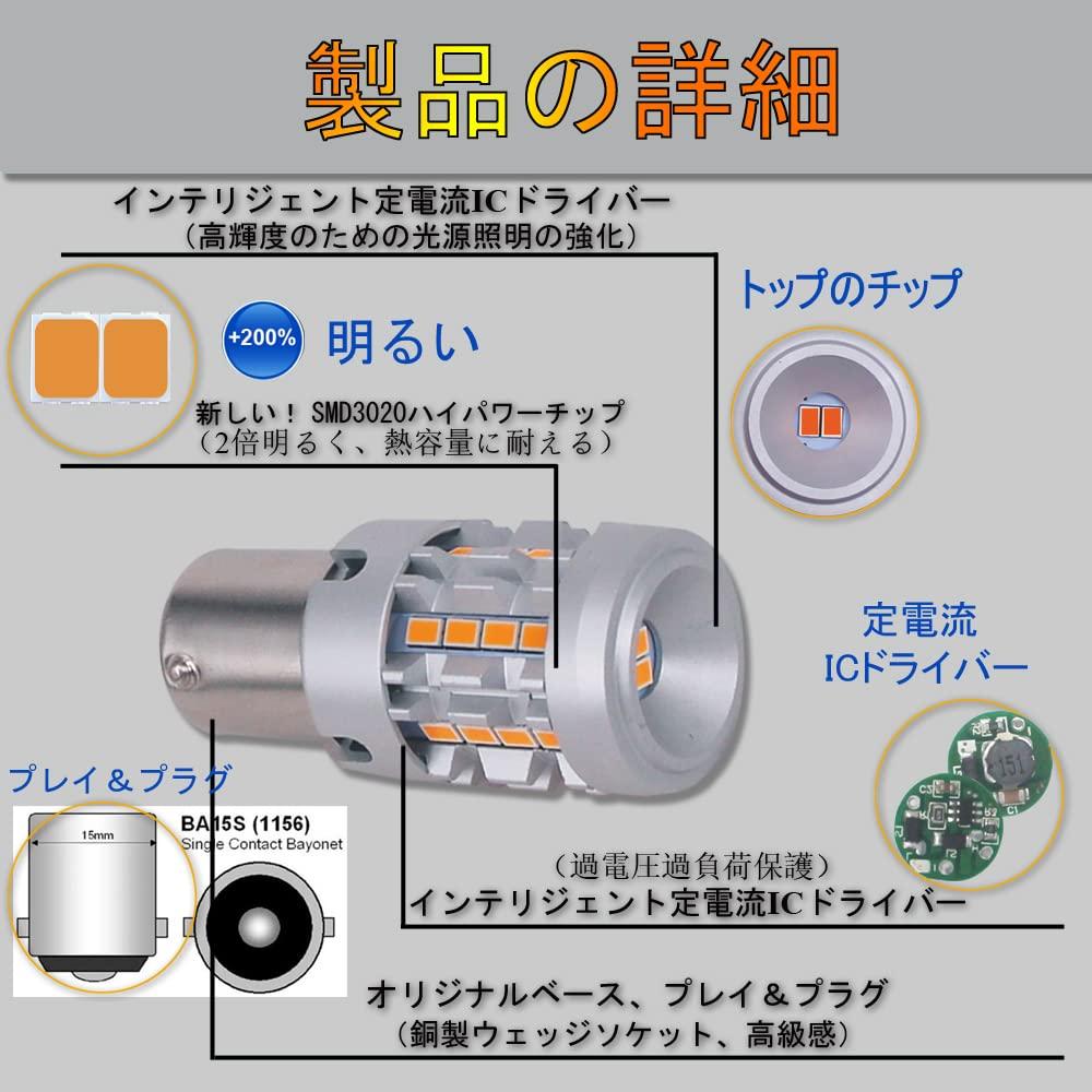 Eseastar S25 180° LED Turn Signal BA15S P21W Bulb No Hyper Flashing Amber Explosive