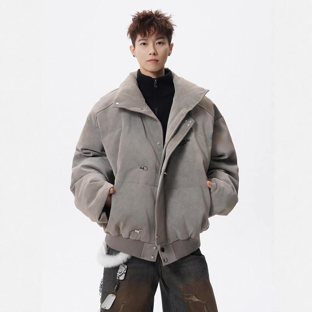 Unisex Retro Stehkragen Baumwoll Daunenjacke, Herbst/Winter High Street Stil, Locker und Vielseitig.