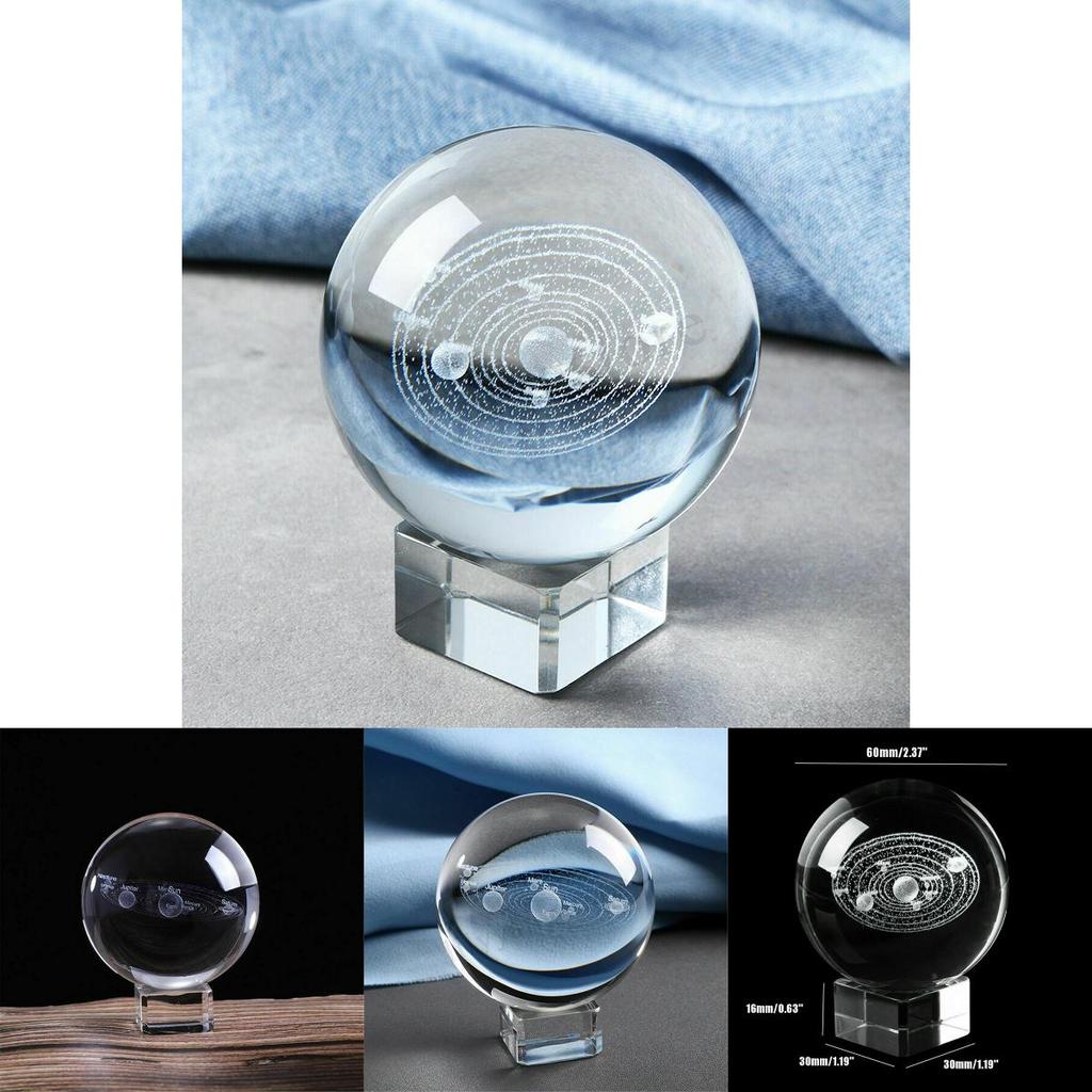 Stunning Laser Engraved Solar System Ball 3d Miniature Planets Sphere Glass Globe Decor