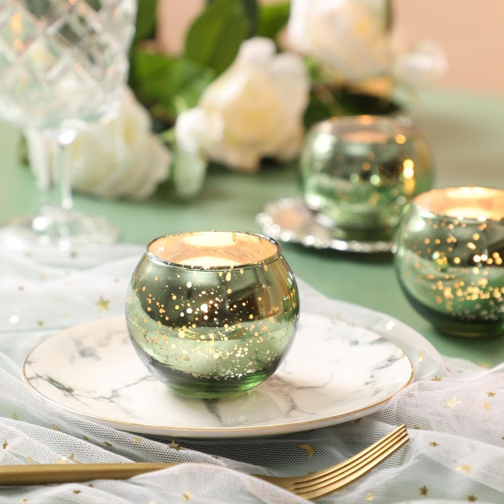 6/12PCS Mercury Glass Votive Candle Holders Centerpiece Table Tealight Candlestick for Party Home Wedding Decorations