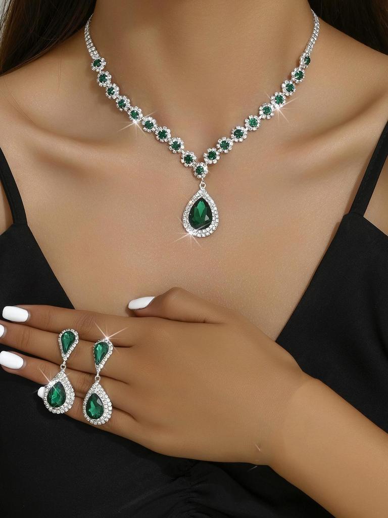 Bridal Crystal Jewelry Set: Versatile Necklace & Earrings