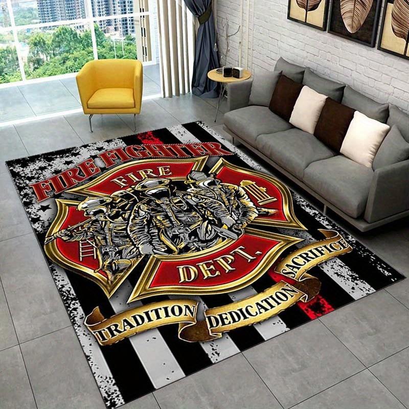 Firefighter Rug: Tradition, Dedication & Sacrifice - Unique Home Decor for Fire Lovers | Fire Department Emblem Carpet 50x80cm20x31in
