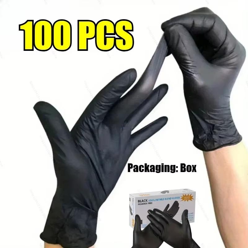 Disposable PVC Black Nitrile Gloves,Waterproof Latex Free,For Car Repair Food Safe Hair Dyeing Work Gloves  Work Gloves