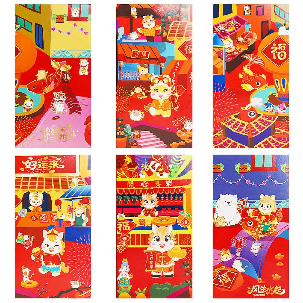 6pcs Cartoon Red Envelope Traditional Red Pocket 2026 Horse Year Money Envelope  Spring Festival