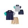 Summer Children's Clothing Set, Color-Blocked Short-Sleeve and Shorts Set for Boys, Polo Shirt and T-Shirt Two-Piece Set, Boys' Five-Point Shorts