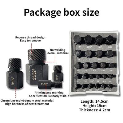 25Pcs Screw Extractor Set, Hex Head Multi-Spline Easy Out Bolt Extractor Set for Removing Stripped, Rounded, Damaged, Broken Screws & Bolts