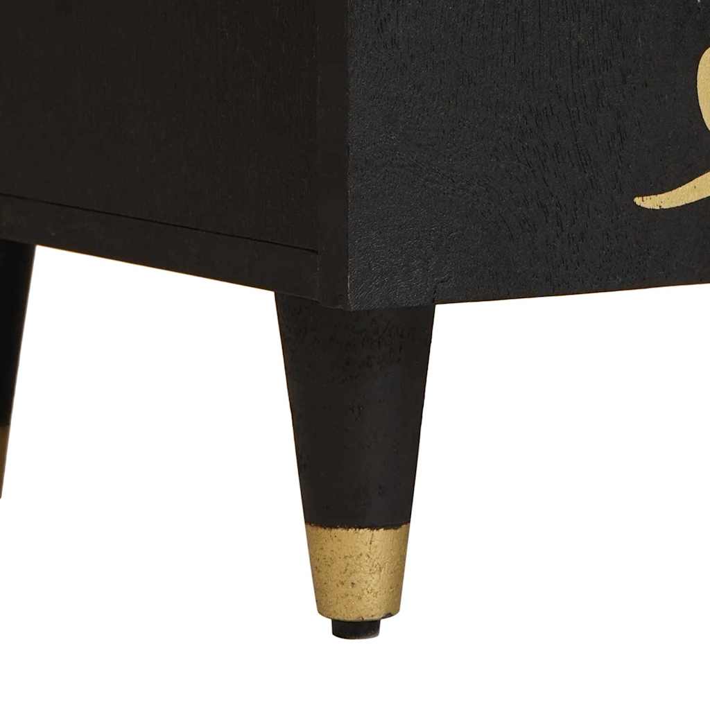 Black Sideboard with Shelf 60 x 33 x 75 cm Solid Mango Wood