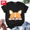Hot Corgi Dog Printed Cottn T Shirt for Women Summer Short Sleeve Tee Shirts Round Neck Casual Summer Ladies Top Unisex T Shirts