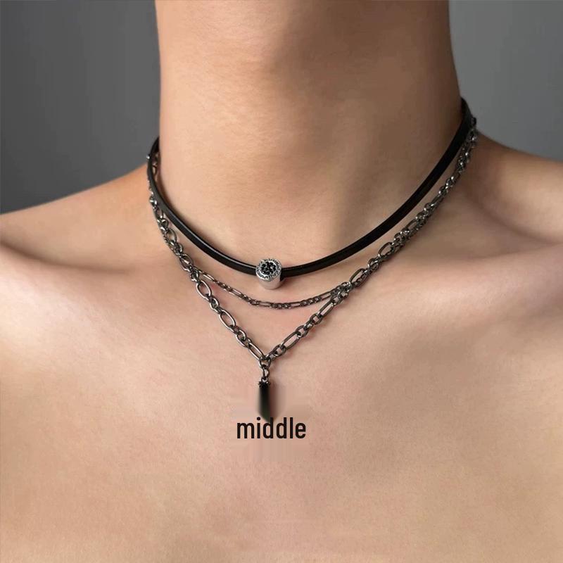 Starburst Double Layer Men's Necklace: Trendy, Light Luxury Hip Hop Style, Unisex Clavicle Chain