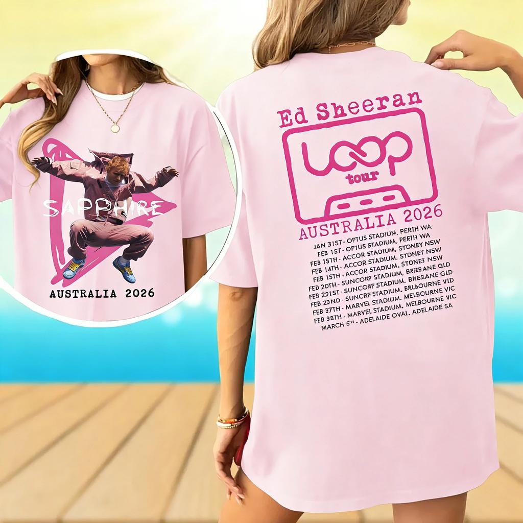 Ed Sheeran Australia 2026 Tour T-shirt, Gift for Fans Merchandise - Comfortable and Retro T-shirt for The Band Y2k Hip Hop Streetwear Oversized Tshirt