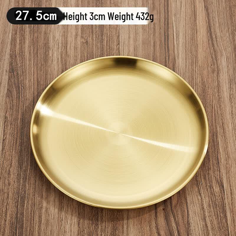 ZISIZ Thickened Stainless Steel 3-Compartment Round Dinner Plate