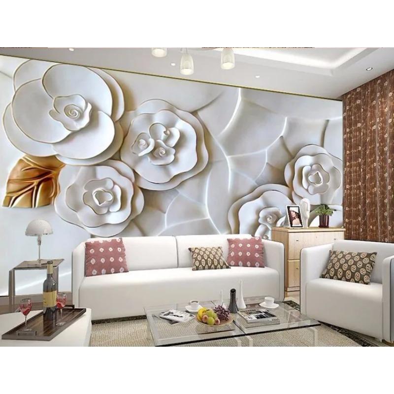 White Rose 3d Wallpaper Rose Photo Relief Wallpaper Modern Minimalist Living Room Bedroom Background Wall Murals