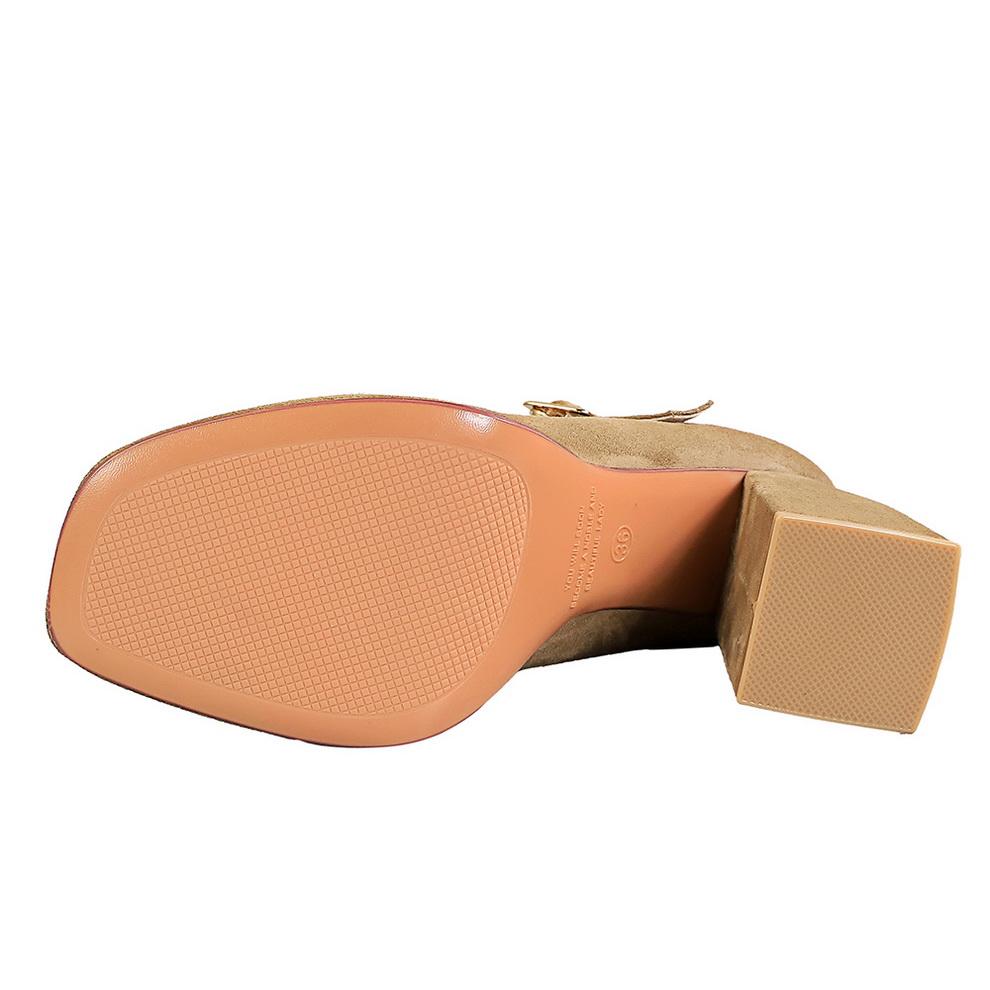 Scarpe da Donna Tacco Alto Stile Retro Europeo e Americano, Tacco Grosso, Tacco Alto, Plateau Impermeabile, Fibbia in Metallo, Cinturino Dritto, Scarpa Singola