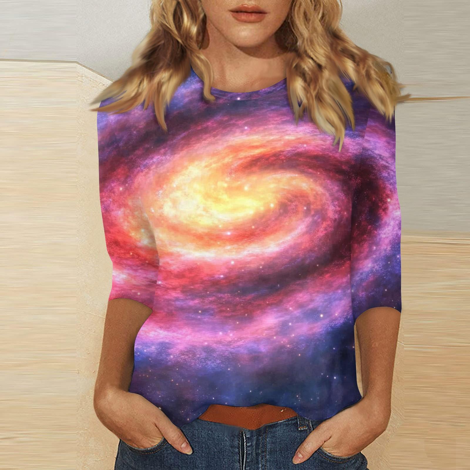 

Женская повседневная свободная футболка с круглым вырезом и принтом ко Дню святого Валентина с рукавами три четверти XXL