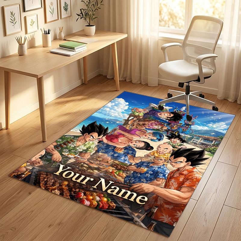 Personalized Crystal Velvet Carpet,Dragon Ball Custom Printed Name, Plush Area Rug For Home Indoor Decor