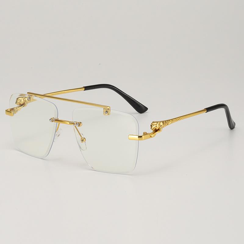JYL TS Rimless Sunglasses With Leopard Pattern UV Protection For Photo Shooting 90229