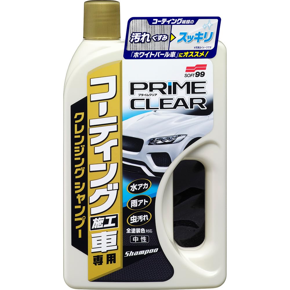 SOFT99 Shampoing Auto Voiture Traitée Prime Clear Shampoo 750ml Pour Nettoyer Carrosserie Auto Éponge Riche Douce 04293 &
