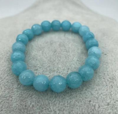 Pulsera de Larimar azul natural de 10 mm con cuentas de gema con patrón de agua 7.5 '' AAA