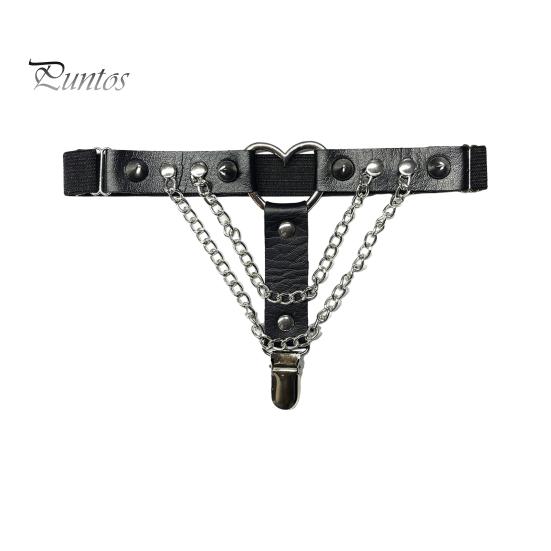 

1 пара женских подвязок для ног, кольцо для чулок с заклепками и сердечками из искусственной кожи, регулируемое кольцо для бедра в стиле хип-хоп, готическое кольцо для косплея, медовый месяц, соблазнительный пояс для чулок, нескользящий чёрный