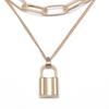 Women Necklace Thick Chain Multi-layer Lock-shaped Choker Jewelry Necklace Set Girls Gifts