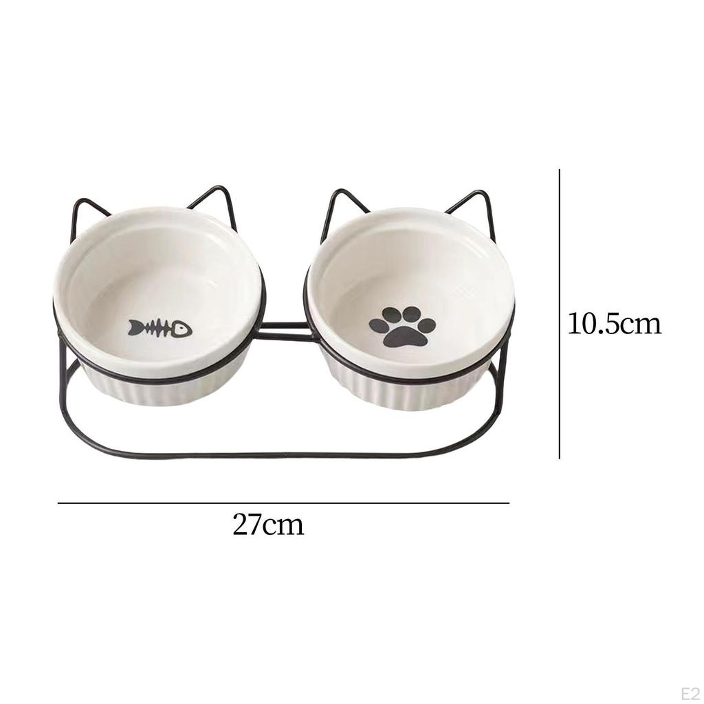 Cat Bowl Raised Detachable Feeder with Iron Holder Shelf Neck Guard for